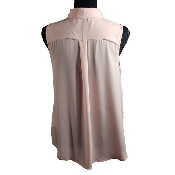 Banana Republic Sheer Peach Sleeveless Button-up Top Size M - Picture 2 of 8